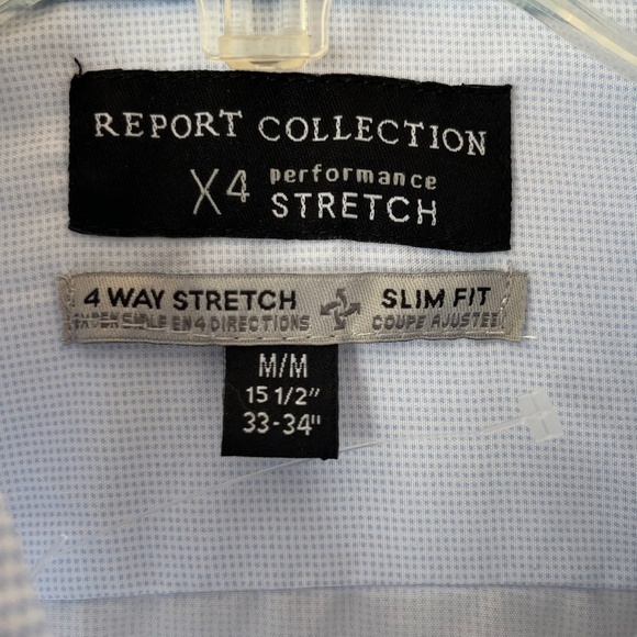 Report Collection Sz M Stretch Woven Dress Shirt Anti Wrinkle Light Blue - Picture 2 of 7
